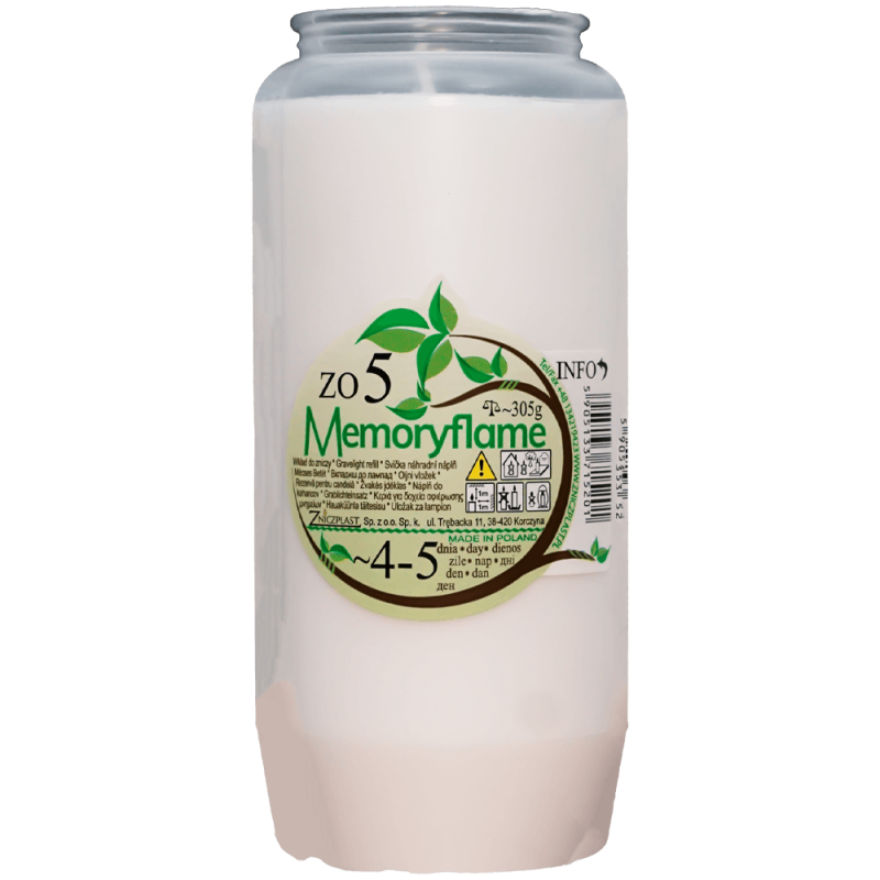 Set 24 candele albe cu ulei 5 zile pentru cimitir ZO5 Memoryflame 305 g Zniczplast